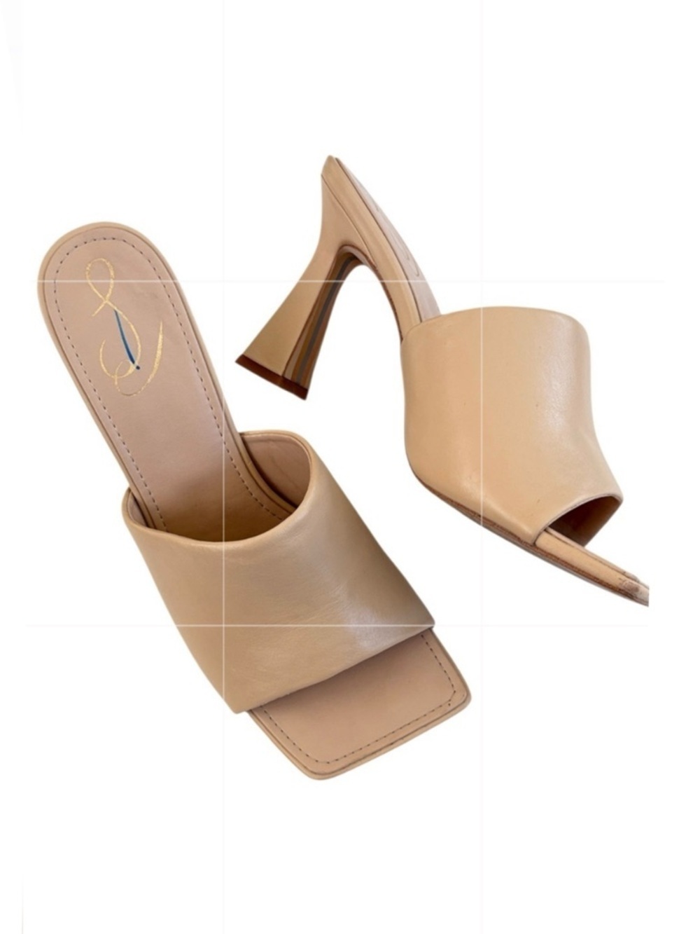 EUC Sam Edelman Leather Carmen Square Toe Flared Heel Sandals Size 9.5